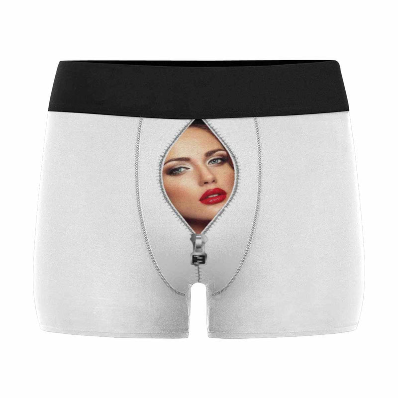 Custom Men's Boxer Briefs with Girlfriend Zip Face Personalized Mens Underwear Valentines Gift for Him