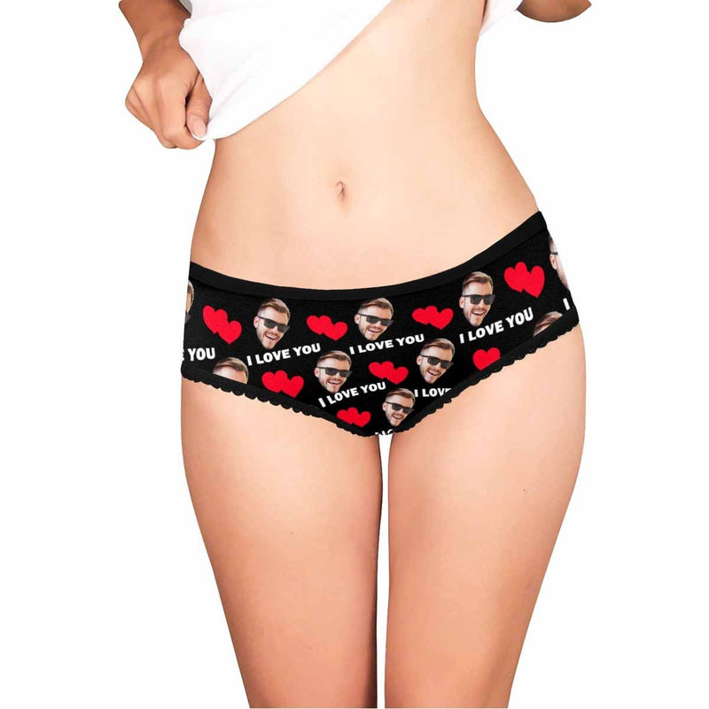 Custom Face Briefs Personalized Love Heart Panties Underwear with Photo Women's High-cut Briefs Valentine Gift for Her
