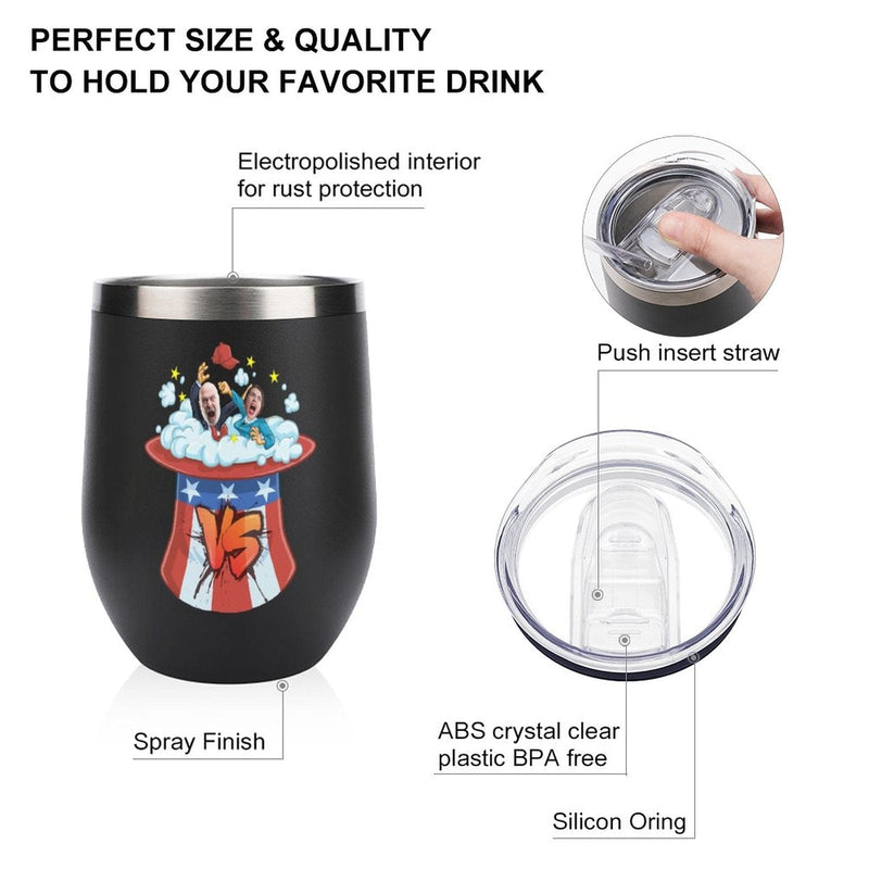 Custom Face Insulated Stemless Wine Tumbler 12OZ Personalized Stainless Steel Tumbler Travel Coffee Mug Gifts Cup for Friends Family