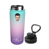 18OZ Custom Face&Name Gradient Sports Insulated Kettle Stainless Steel Water Bottle Personalized Photo Tumbler Sports Gifts