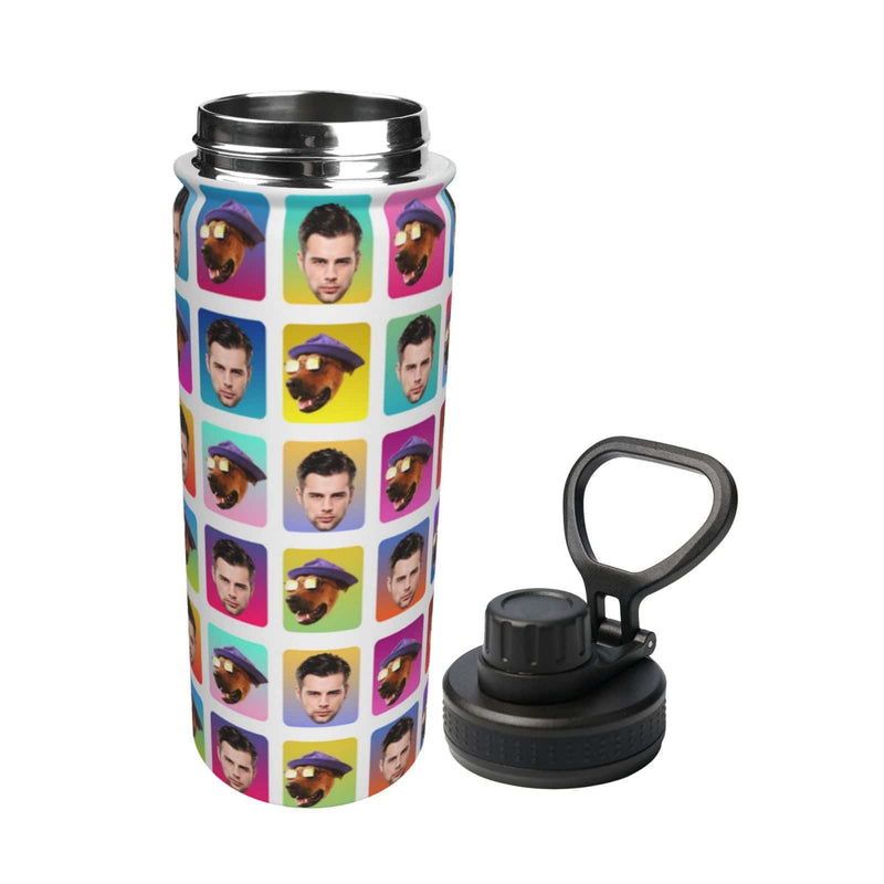18OZ Custom Face Pet Box Sports Insulated Kettle Stainless Steel Water Bottle Personalized Photo Tumbler Sports Gifts