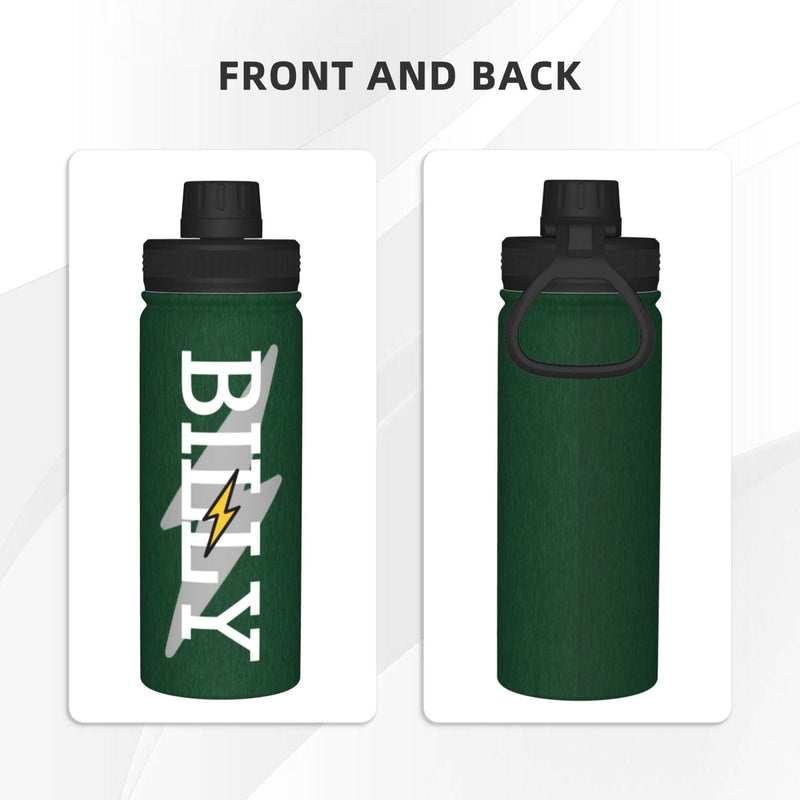 18OZ Custom Name lightning Green Sports Insulated Kettle Stainless Steel Water Bottle Personalized Photo Tumbler Sports Gifts