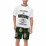 DAD's Pajamas-Men's Crew Neck Short Sleeve Pajama Set  Personalized Awesome Dad Looks Like