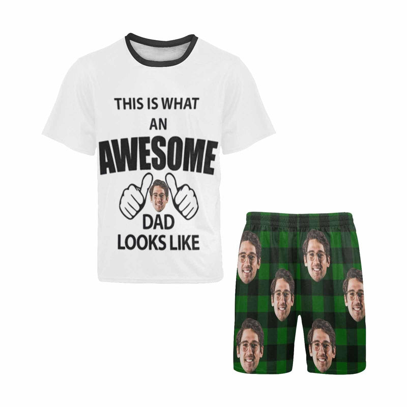 DAD's Pajamas-Men's Crew Neck Short Sleeve Pajama Set  Personalized Awesome Dad Looks Like