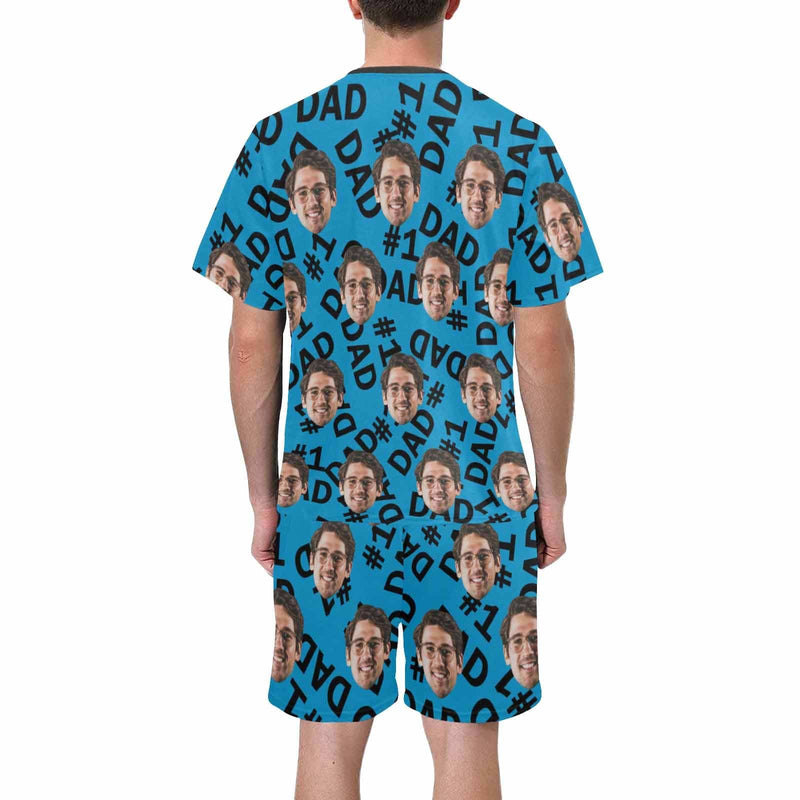 #DAD's Pajama-Men's Crew Neck Short Sleeve Pajama Set Custom Face My Cool Dad Tracksuit