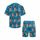 #DAD's Pajama-Men's Crew Neck Short Sleeve Pajama Set Custom Face My Cool Dad Tracksuit