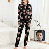 Personalized Pajamas Black with Girlfriend Face Crew Neck Short Sleeve Tracksuit For Men Women
