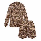 Custom Face Leopard Pajama Set Women's Long Sleeve Top and Shorts Loungewear Tracksuits