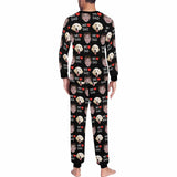 Custom 2 Photo Face Pajamas Happy Father's Day For We DAD Men's Long and Short Pajama Set Gift For Family