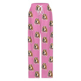Custom Cat Dog Face Solid Color Pajama Pants and Pet Dog Bandana