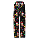 Custom Face Colored Light Bulbs Christmas Pajama Pants and Pet Dog Bandana