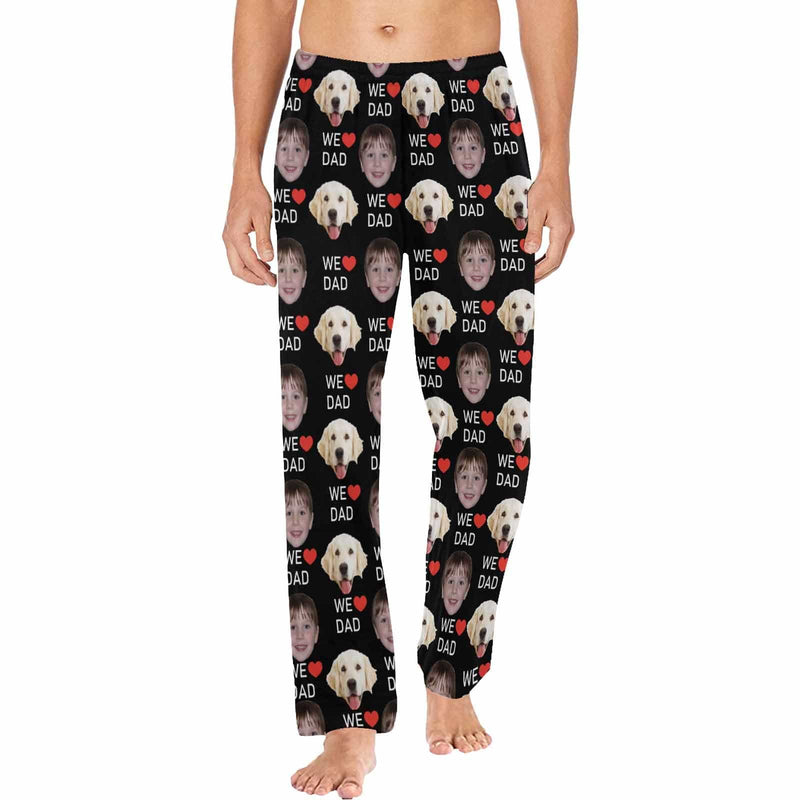 Custom 2 Photo Face Pajamas Happy Mother's Day Father's Day For We MOM&DAD Men's Long Pajama Pants Gift For Family