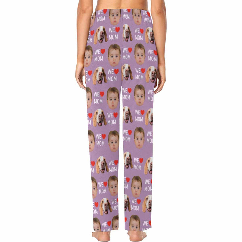 Custom 2 Photo Face Pajamas Happy Mother's Day Father's Day For We MOM&DAD Men's Long Pajama Pants Gift For Family