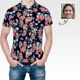 Custom Face Beautiful Flower All Over Print Polo Shirt Personalized Men's Golf Shirt For Boyfriend And Father Gift
