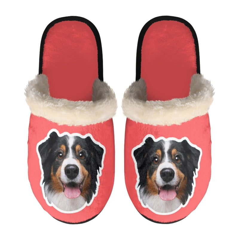 Custom Big Face Multicolor Fuzzy Slippers for Women and Men Personalized Photo Non-Slip Slippers Indoor Warm House Shoes