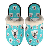 Custom Dog Face Multicolor Fuzzy Slippers for Women and Men Personalized Photo Non-Slip Slippers Indoor Warm House Shoes