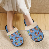 Custom Face Christmas Fuzzy Slippers for Women and Men Personalized Photo Non-Slip Slippers Indoor Warm House Shoes