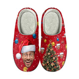 Custom Face Christmas Tree Cotton Slippers for Kids
