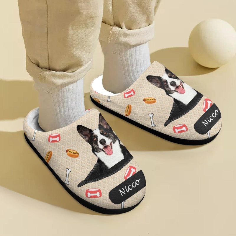 Custom Pet Face&Name Cotton Slippers for Kids