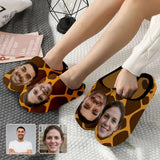 Couple Gift Custom Face Leopard Print All Over Print Personalized Non-Slip Cotton Slippers For Girlfriend Boyfriend