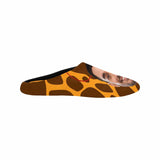Couple Gift Custom Face Leopard Print All Over Print Personalized Non-Slip Cotton Slippers For Girlfriend Boyfriend