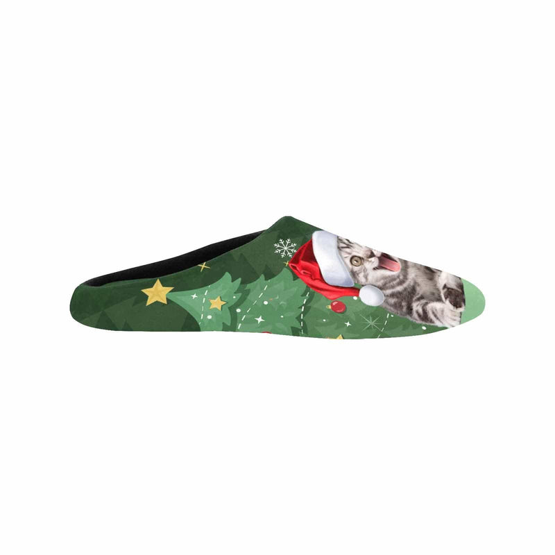 Couple Gift Custom Pet Cat Face Christmas Bomb All Over Print Personalized Non-Slip Cotton Slippers For Girlfriend Boyfriend