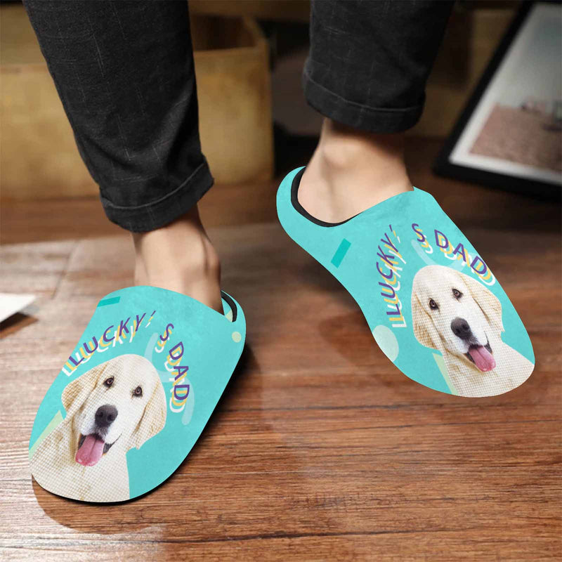 Custom Dog's Photo&Name All Over Print Personalized Non-Slip Cotton Slippers For Couple For Men Women