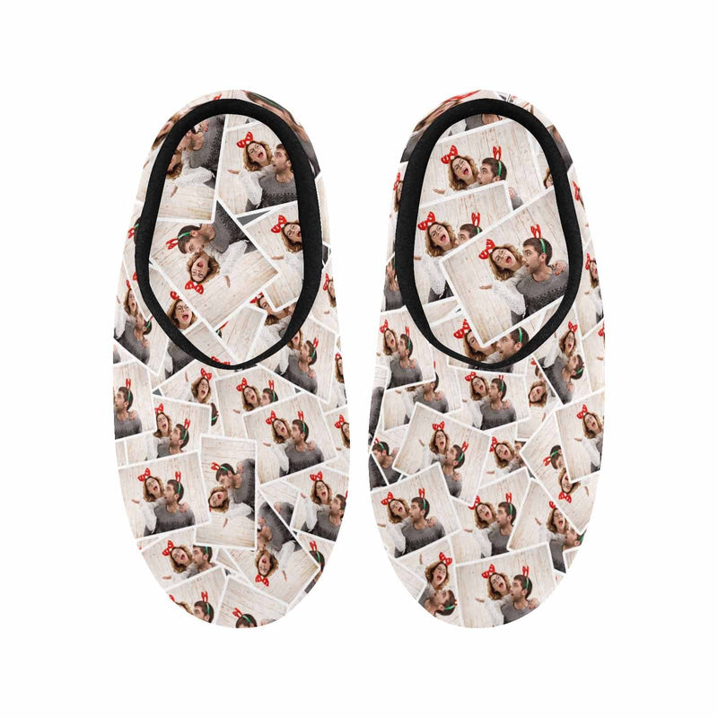 Seamless Custom Couple Photo All Over Print Personalized Non-Slip Cotton Slippers For Couple Girlfriend Boyfriend