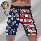 Custom Face USA Flag Men's Sports Boxer Briefs Add Your Own Image