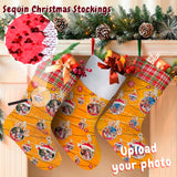 Custom Photo Line Orange Background Personalized Christmas Sequin Socks