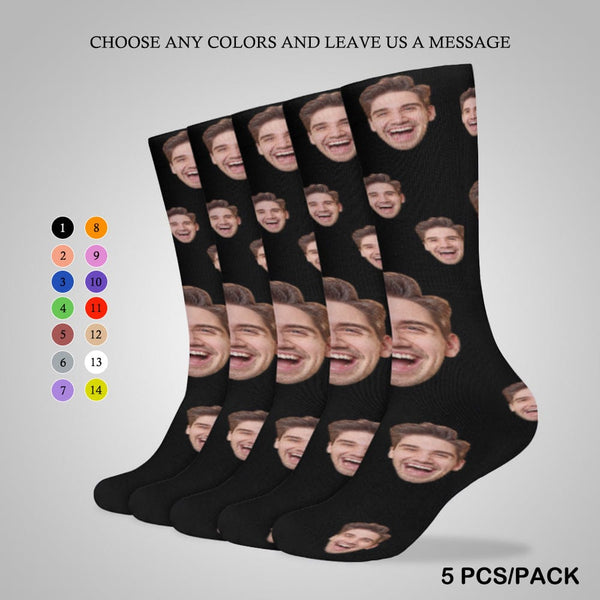 Face on Socks Custom Black Background Personalized Sublimated Crew Socks Gift Idea For Men Women