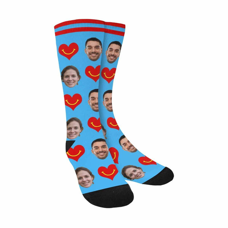 Custom Socks with Face Personalized Photo Love Sublimated Crew Socks