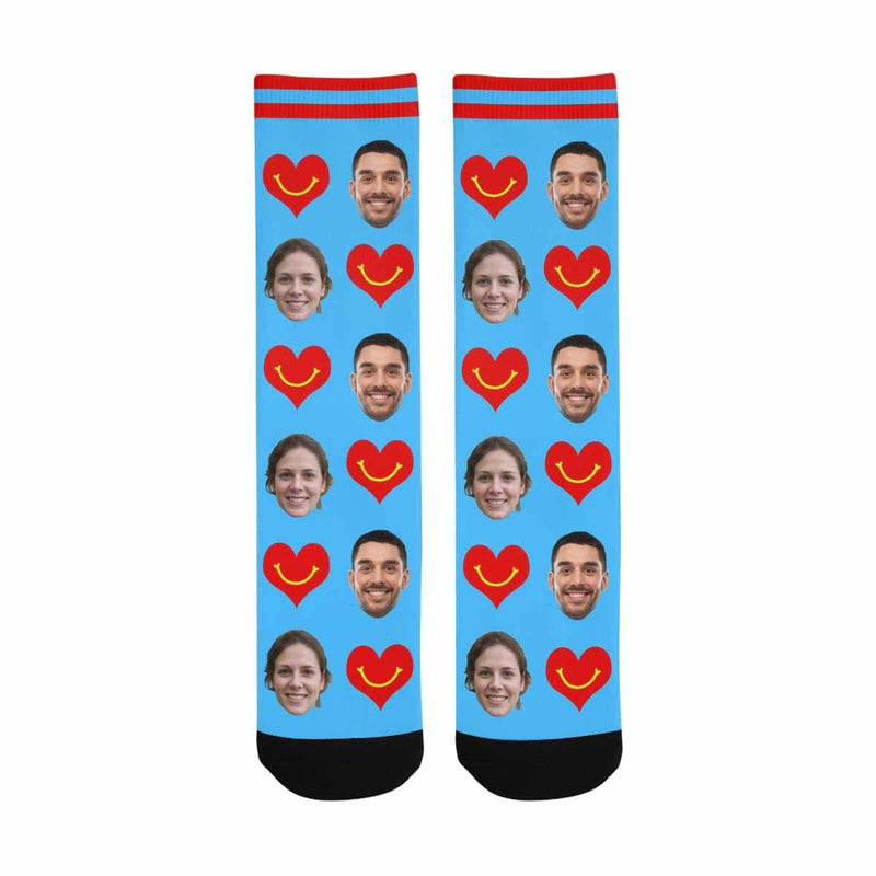 Custom Socks with Face Personalized Photo Love Sublimated Crew Socks
