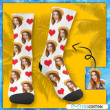 Custom Socks with Faces Love Heart Sublimated Crew Socks Personalized Picture Socks Unisex Gift for Men Women