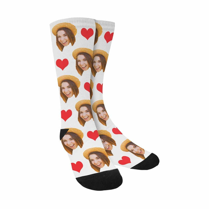 Custom Socks with Faces Love Heart Sublimated Crew Socks Personalized Picture Socks Unisex Gift for Men Women