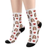 Face on Socks Custom Face Mother's&Father's Day Affection Love Sublimated Crew Socks for Parents