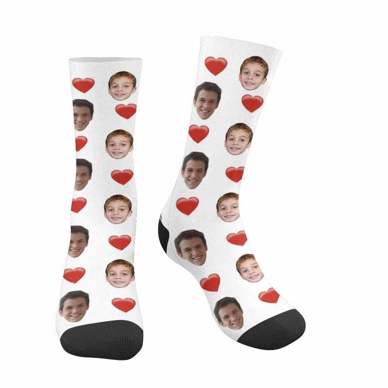 Face on Socks Custom Face Mother's&Father's Day Affection Love Sublimated Crew Socks for Parents