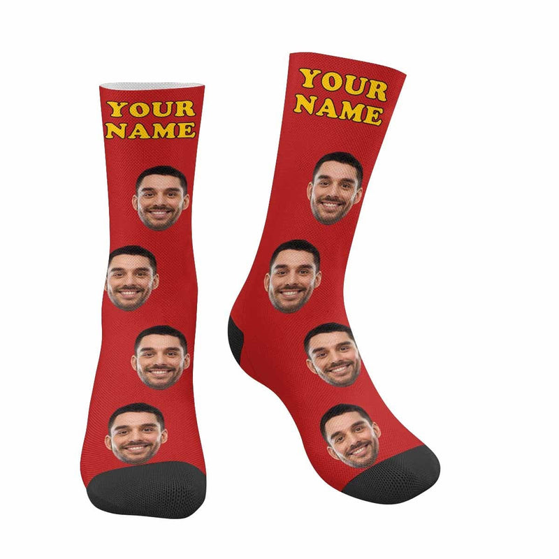 Face On Sublimated Crew Socks Custom Name Printed Photo Socks