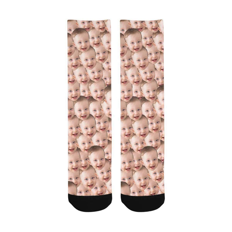 Sublimated Crew Socks With Face Printed On It