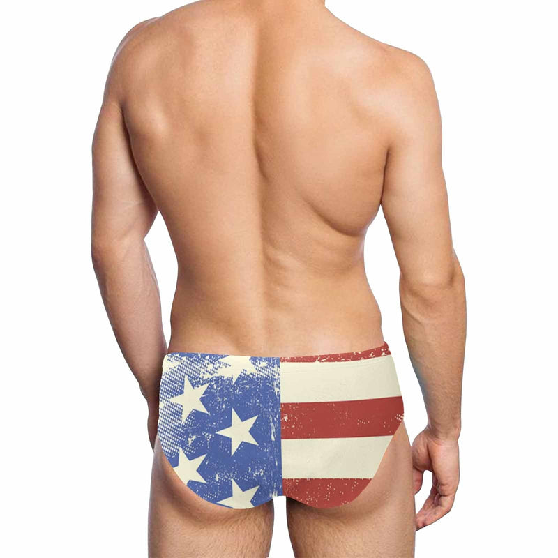 Custom Face American Flag Love Men's Swim Shorts Print Quick Dry Swim Underwear Design Skinny Triangle Briefs Bottoms