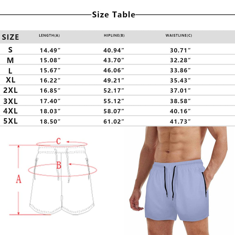 Custom Face American Flag Men's Quick Dry Shorts Personalized Swim Trunks with Side Zipper Pocket Surfing Square Leg Board Shorts