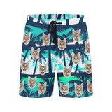 Men's Quick Dry Swim Shorts Custom Face Coconut Trees Men's Print Cat Face Personalized Swim Trunks