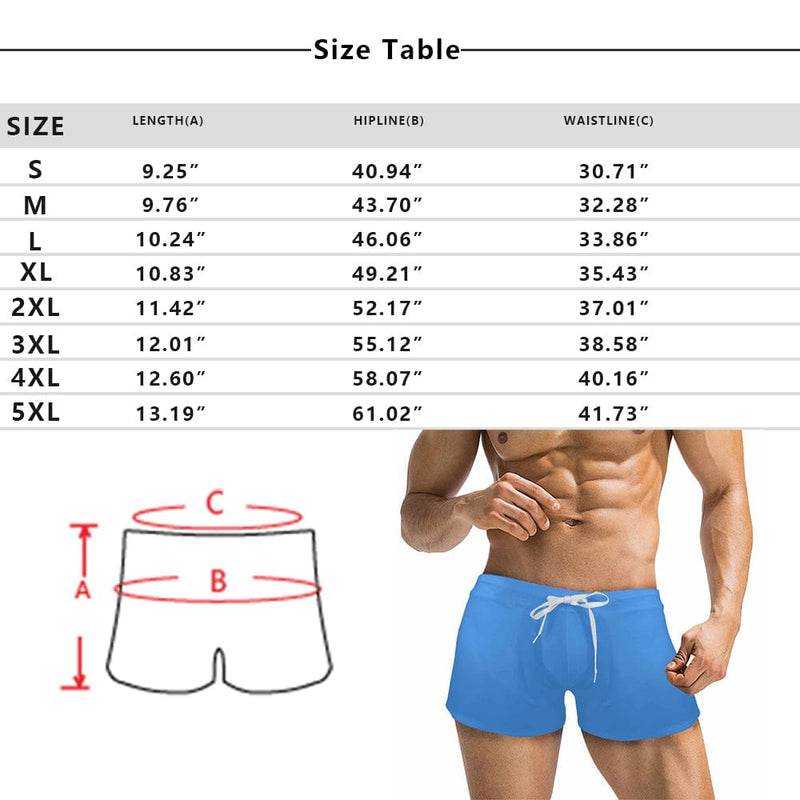Custom Face Pineapple Men's Swimwear Short Swim Trunks with Zipper Pocket Personalized Surfing Square Leg Board Shorts
