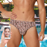 Personalized Triangle Swim Briefs for Swimming Water Sports Custom Face Seamless Men's Swim Shorts