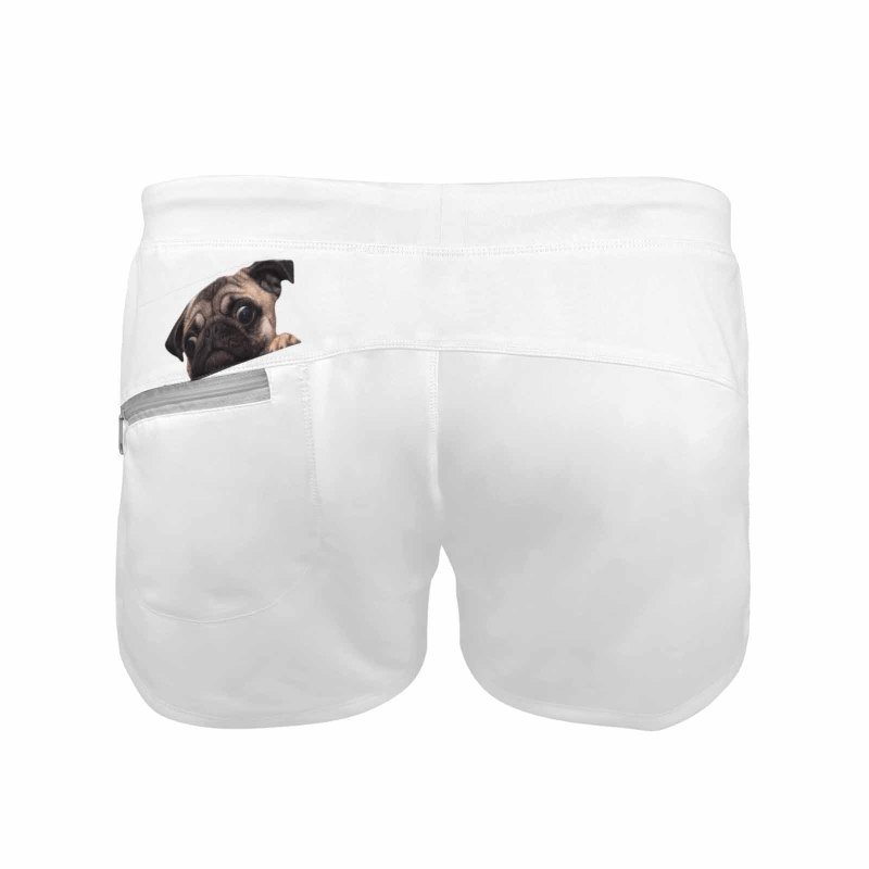 Custom Pet Photo Multicolor Men's Swimwear Short Swim Trunks with Zipper Pocket Personalized Surfing Square Leg Board Shorts