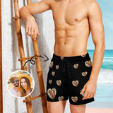 Custom Photo Heart Mens Swim Shorts Personalized Funny Swim Trunks