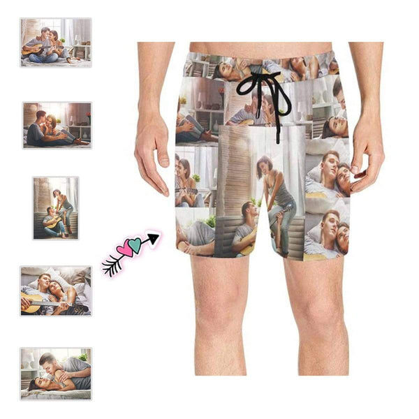 [Custom 5 Photos] Men's Quick Dry Swim Shorts with Your Commemorative Photo Print on it