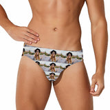 Personalized Triangle Swim Briefs Custom Photo Men's Swim Shorts with Personalized Girlfriend's Pictures