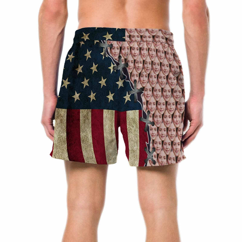 Men's Quick Dry Swim Shorts with Face on It Custom Seamless Flag Swimming Trunks