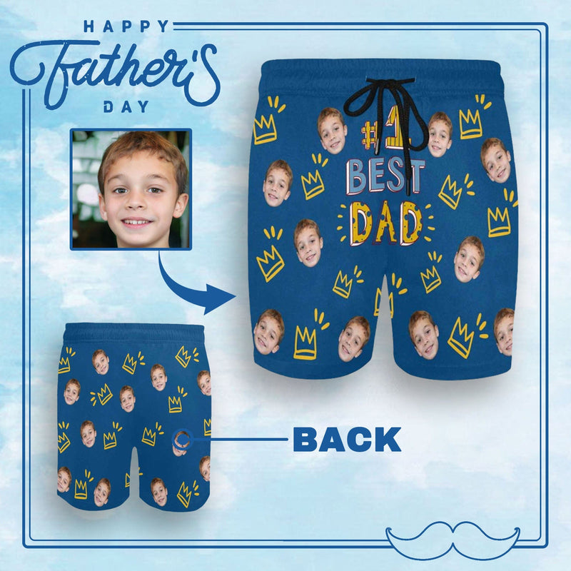 Personalized Swim Trunks Custom Swimming Trunks Custom Face Best Dad Men's Quick Dry Swim Shorts for Father's Day